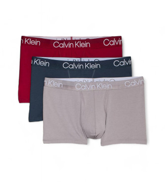 Calvin Klein Lot de 3 caleons - Structure moderne rouge, bleu, gris