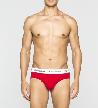 Calvin Klein Confezione da 3 Slips in cotone stretch rosso, bianco, blu navy