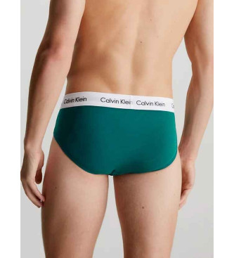 Calvin Klein Paket 3 bombažnih raztegljivih hlačk sive, zelene, rožnate barve