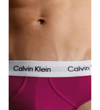 Calvin Klein Conjunto de 3 cuecas elsticas de algodo cinzentas, verdes e cor-de-rosa