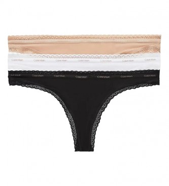 Calvin Klein Pack of 3 Thongs Bottoms Up black, white, beige
