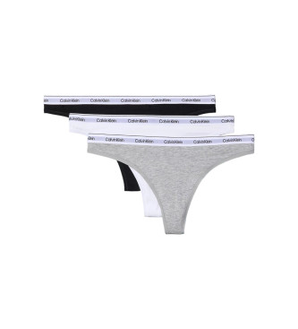 Calvin Klein 3er-Pack Tangas Modern Logo wei, schwarz, grau