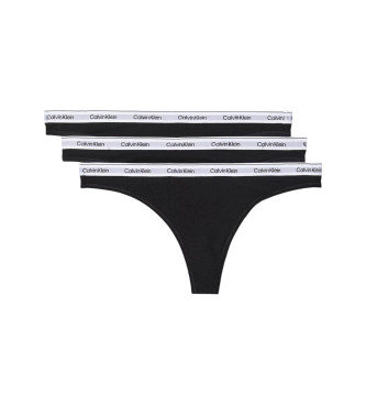 Calvin Klein Conjunto de 3 tangas Modern Logo preto