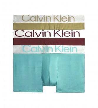 Calvin Klein Confezione da tre boxer bordeaux, verdi e turchesi a vita bassa