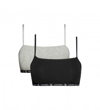 Calvin Klein Pacote de 2 soutiens Bralette cinzentos, pretos