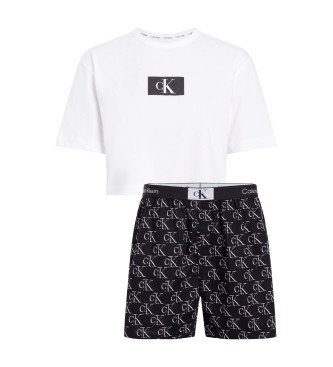 Calvin Klein Pyjama met monogram wit, zwart