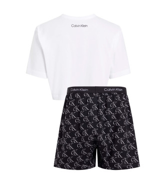 Calvin Klein Pižama z monogramom bela, črna