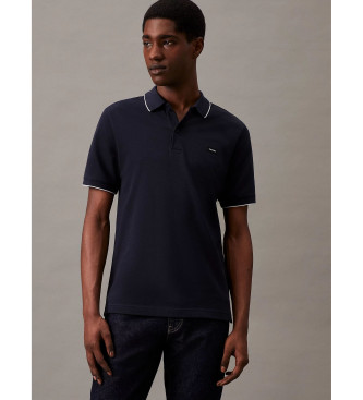 Calvin Klein Polo con riga in piqu elasticizzato blu scuro