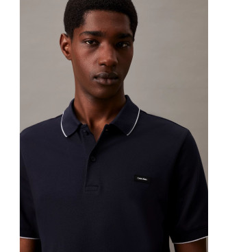 Calvin Klein Polo con riga in piqu elasticizzato blu scuro