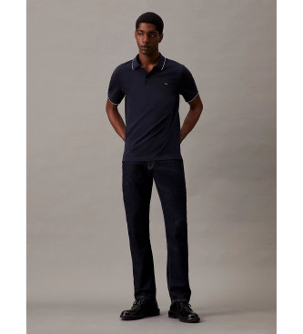 Calvin Klein Polo con riga in piqu elasticizzato blu scuro