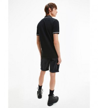Calvin Klein Jeans Polo slim con ribaltamento nero