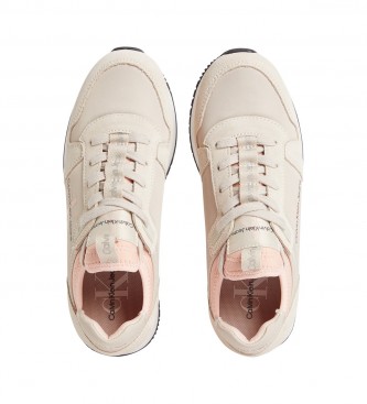 Calvin Klein Sock Laceup Ny-Lth Wn sapatos de couro branco