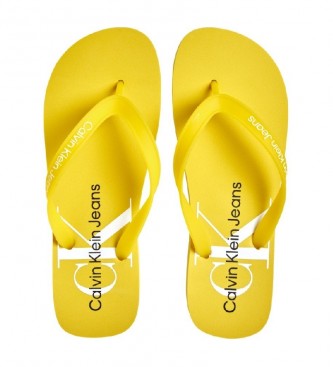Calvin Klein Sandalias beach monogram amarillo