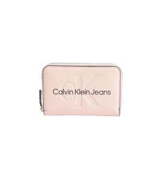 Calvin Klein Porta-moedas com logótipo rosa branco