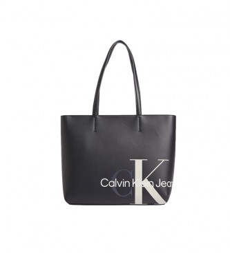 Calvin Klein Borsa nera Shopper scolpita -30x41x13cm-
