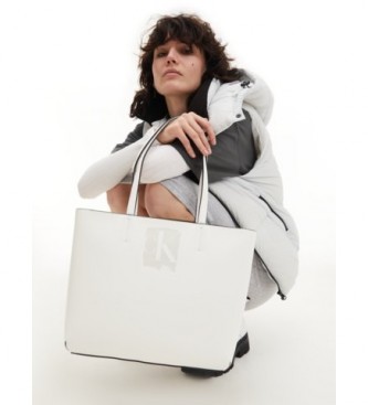 Calvin Klein Borsa shopper bianca scolpita -29.5x35x12cm-