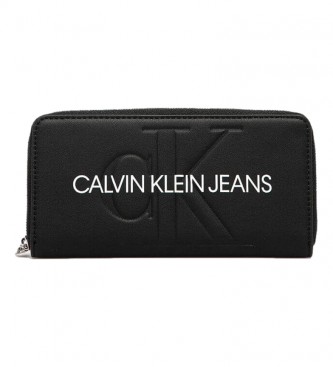 Calvin Klein Jeans Zíper esculpido em torno da carteira negra