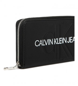Calvin Klein Jeans Zíper esculpido em torno da carteira negra