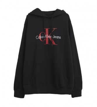 Calvin Klein Felpa nera con monogramma regolare