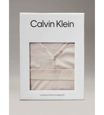 Calvin Klein Ensemble T-shirt et leggings - Modern Rib beige 