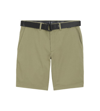 Calvin Klein Slim fit-shorts med linning i grn twill