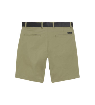 Calvin Klein Schmal geschnittene Shorts mit grnem Twill-Bund