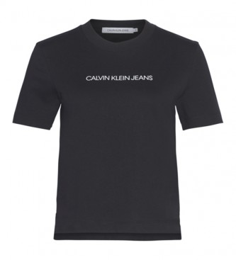 Calvin Klein T-shirt noir avec logo institutionnel réduit
