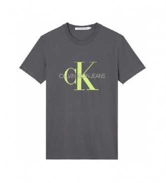 Calvin Klein T-shirt slim con monogramma in cotone biologico J30J317065 grigio