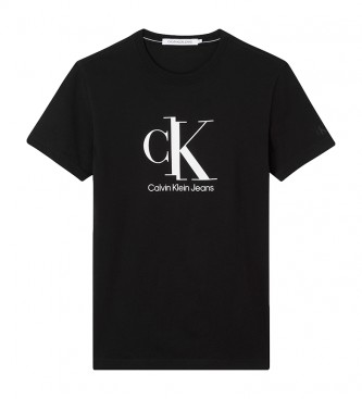 Calvin Klein T-shirt de tórax central emendada, preta 