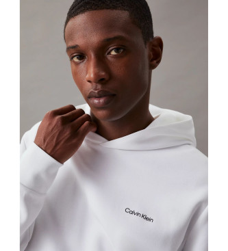 Calvin Klein Felpa in Poliestere Riciclato con Cappuccio Bianco