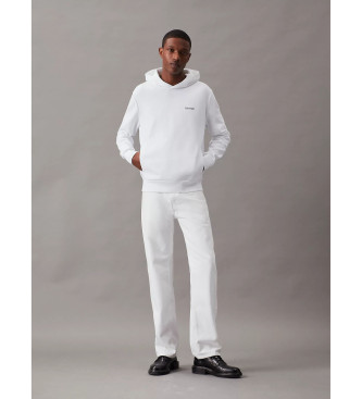 Calvin Klein Felpa in Poliestere Riciclato con Cappuccio Bianco