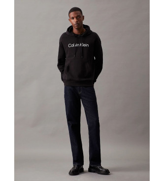 Calvin Klein Fleece sweatshirt med htte og logo, sort