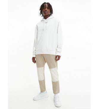 Calvin Klein Jeans Felpa con cappuccio ampia bianca