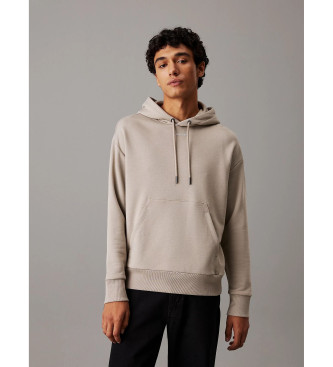 Calvin Klein Loose-fitting modal and fleece hooded sweatshirt beige