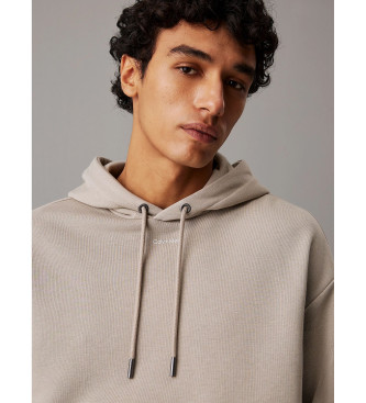 Calvin Klein Loose-fitting modal and fleece hooded sweatshirt beige