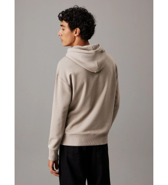 Calvin Klein Loose-fitting modal and fleece hooded sweatshirt beige