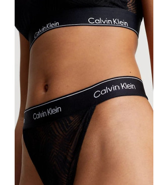 Calvin Klein Czarne stringi z nadrukiem