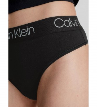 Calvin Klein Bodystocking preto de cintura subida com fio dental