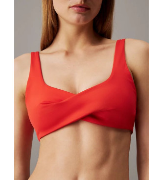 Calvin Klein Strukturiertes Twist-Bikinioberteil rot