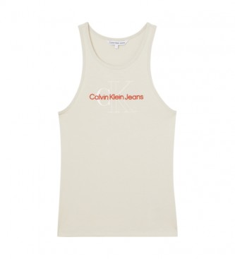 Calvin Klein Camiseta Two Tone Monogram blanco roto