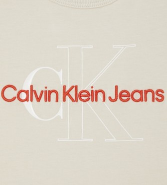 Calvin Klein T-shirt con monogramma bicolore bianco sporco