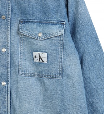 Calvin Klein Jeans Camisa de ganga azul com excesso de tamanho