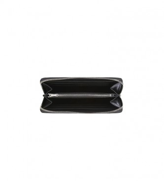 Calvin Klein Porte-monnaie zippé en cuir noir -20x10.5x2.5cm