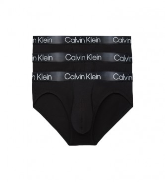 Calvin Klein Pacote de 3 Briefs - Estrutura moderna em preto