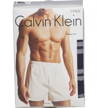 Calvin Klein Pacote de 3 calções de boxer, riscas, preto
