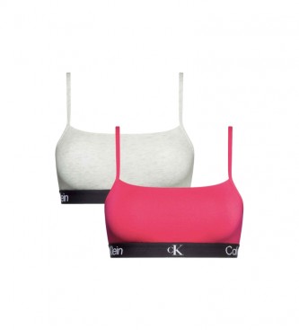Calvin Klein Pacote de 2 soutiens Bralette cinzentos, rosa