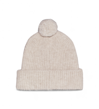 Calvin Klein Zacht gebreide beige beanie met pompon