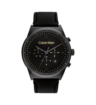 Calvin Klein Analogue watch with leather strap Impressive black