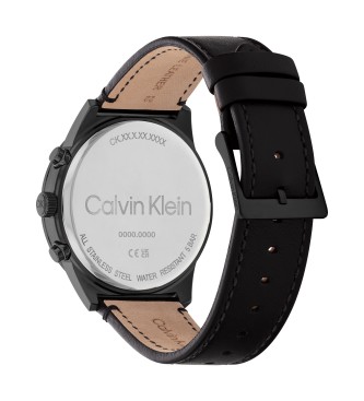 Calvin Klein Analogue watch with leather strap Impressive black