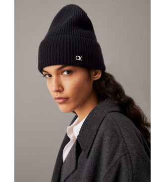 Calvin Klein Gorro de malha em mistura de caxemira e l preto